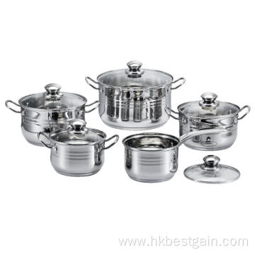 10 Pieces 3-Ply Base Belly Shape Cookware Set